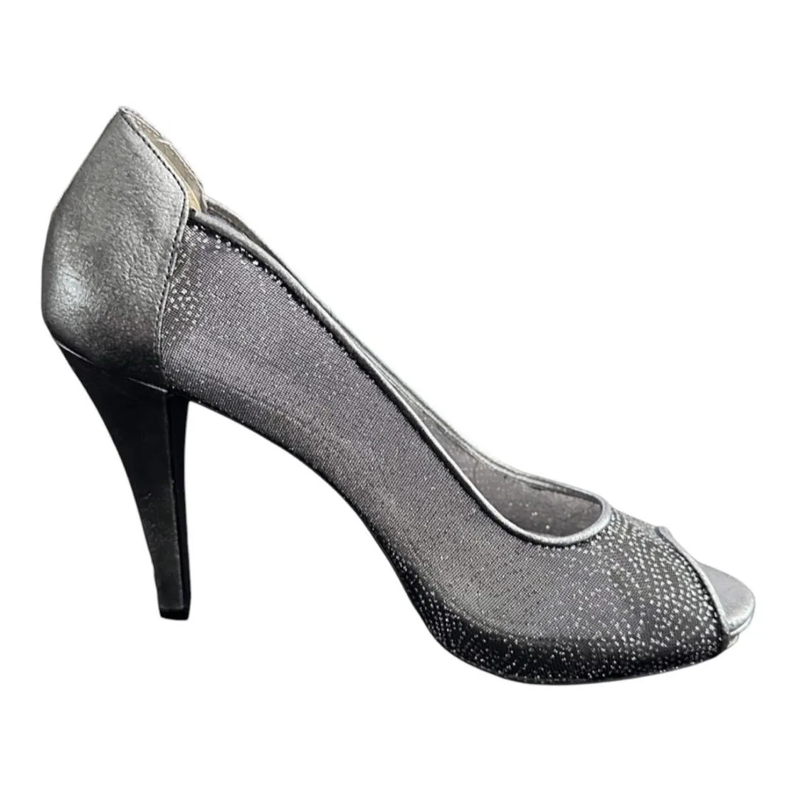 Style & Co. Heels Women Silver Pewter Peep Toe Naveah Mesh Elegant Size US 9.5 - Image 3