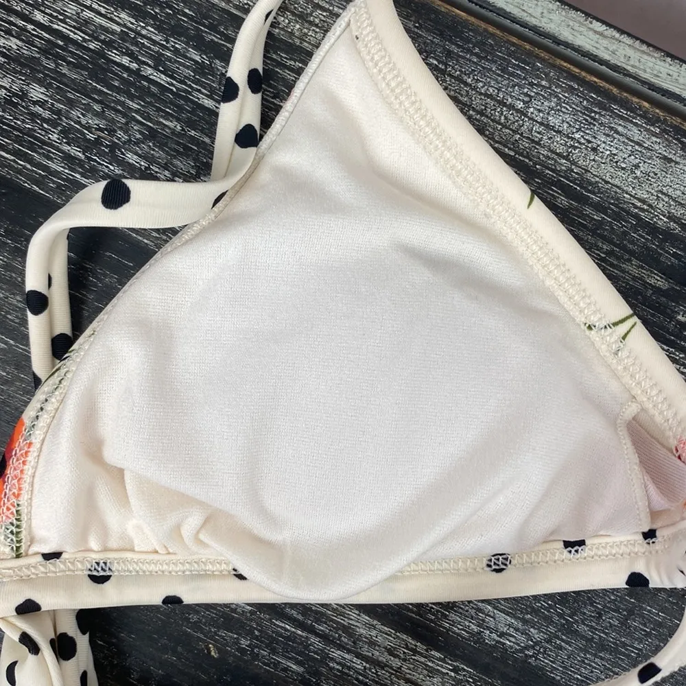 Xhilaration Tan Floral & Polka Dot Print Bikini Swim Bathing Suit Set M - Image 3