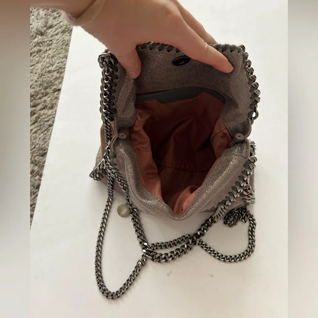 Stella McCartney Shaggy Deer Falabella Ombre Metallic Mini Tote Ruthenium Chain - Image 4
