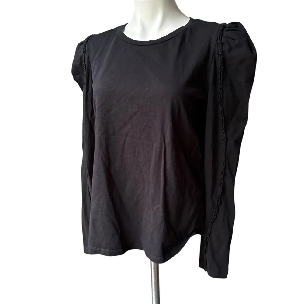 Generation Love Jamie Ruffled Puff Long Sleeve Top in Black, Sz L - Image 5