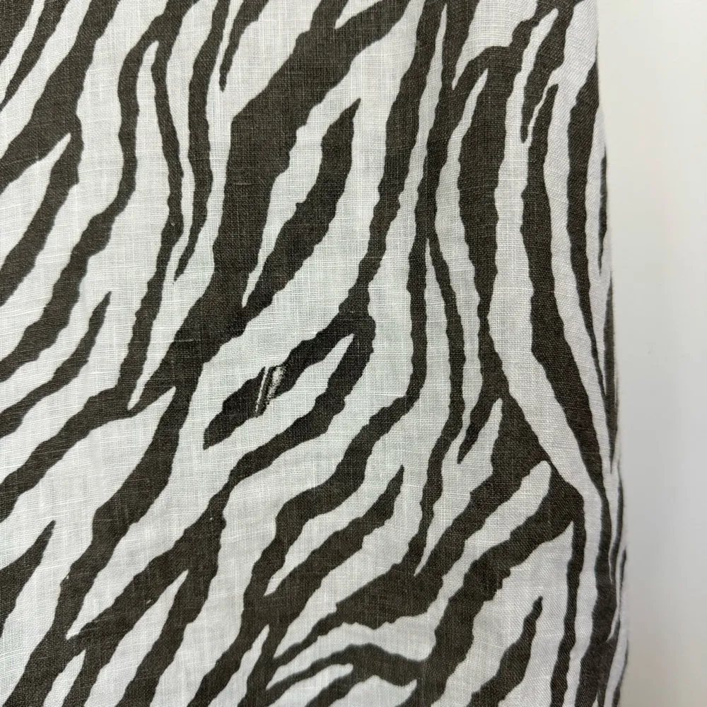 Match Point 100% Linen Tunic Dress Zebra Stripe Womens Sz Medium Cowl Neck Gray - Image 16