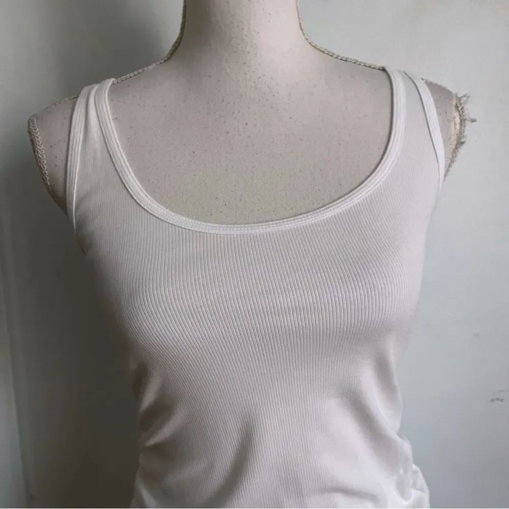 Old Navy • Maternity First-Layer Rib-Knit Side-Shirred Tank Top White - Image 3