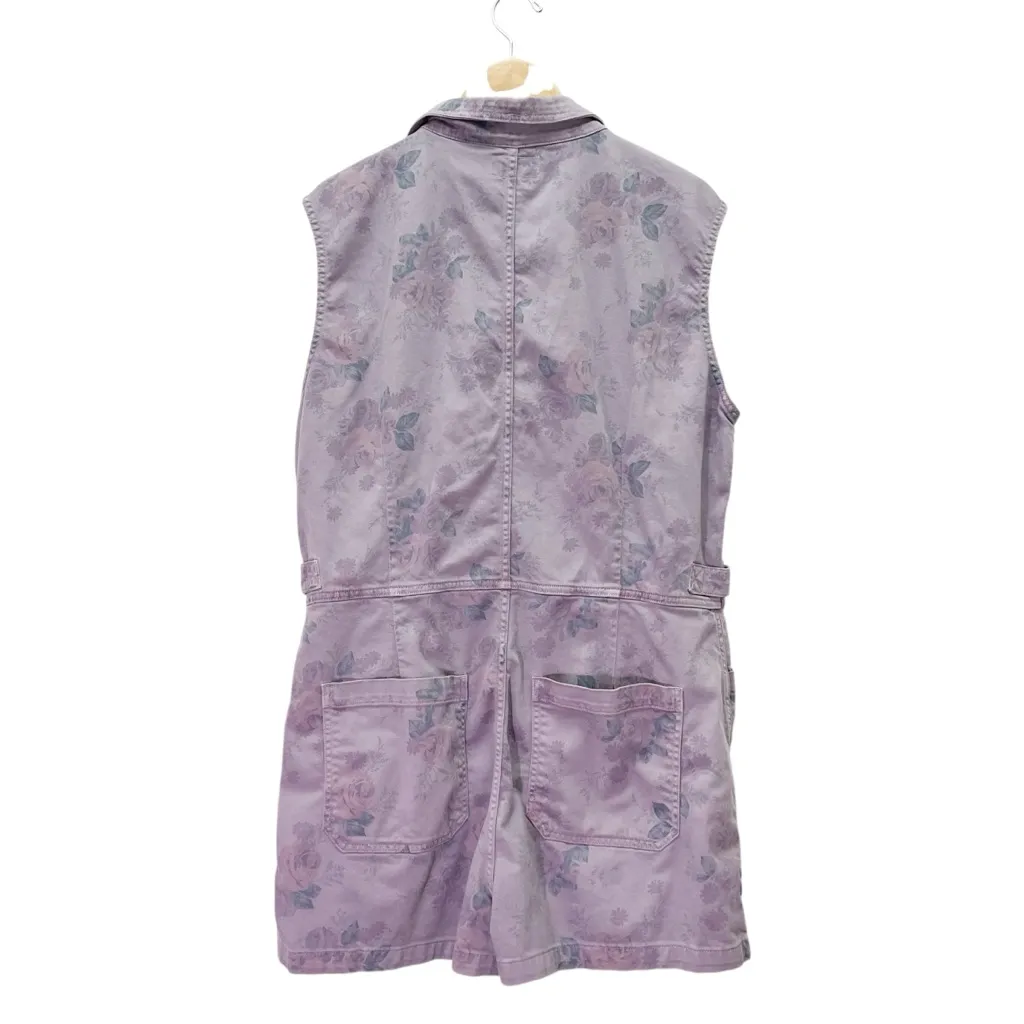Lucky Brand x Laura Ashley Floral Romper Shorts Coverall Utility Purple Size XL - Image 5