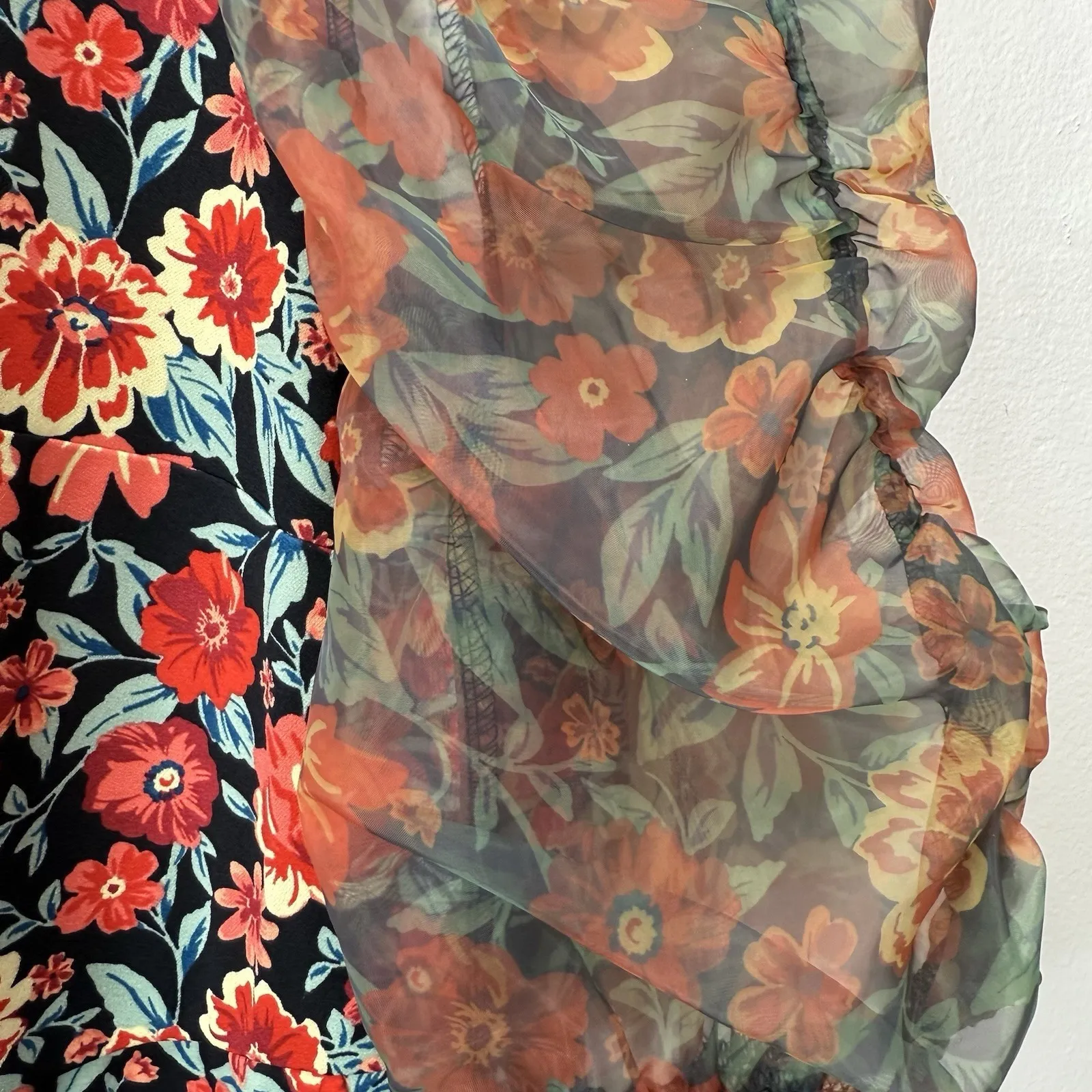 Torrid Colorful‎ Floral Crepe Organza Puff Sleeve Shift Dress Size 12 Pockets - Image 8