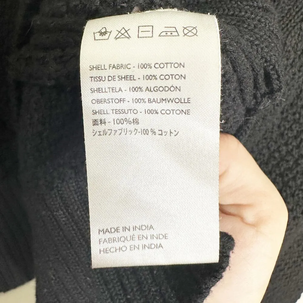 Cleobella Womens Cotton Sweater Open Knit Long Sleeve Crew Neck Black Size L - Image 6