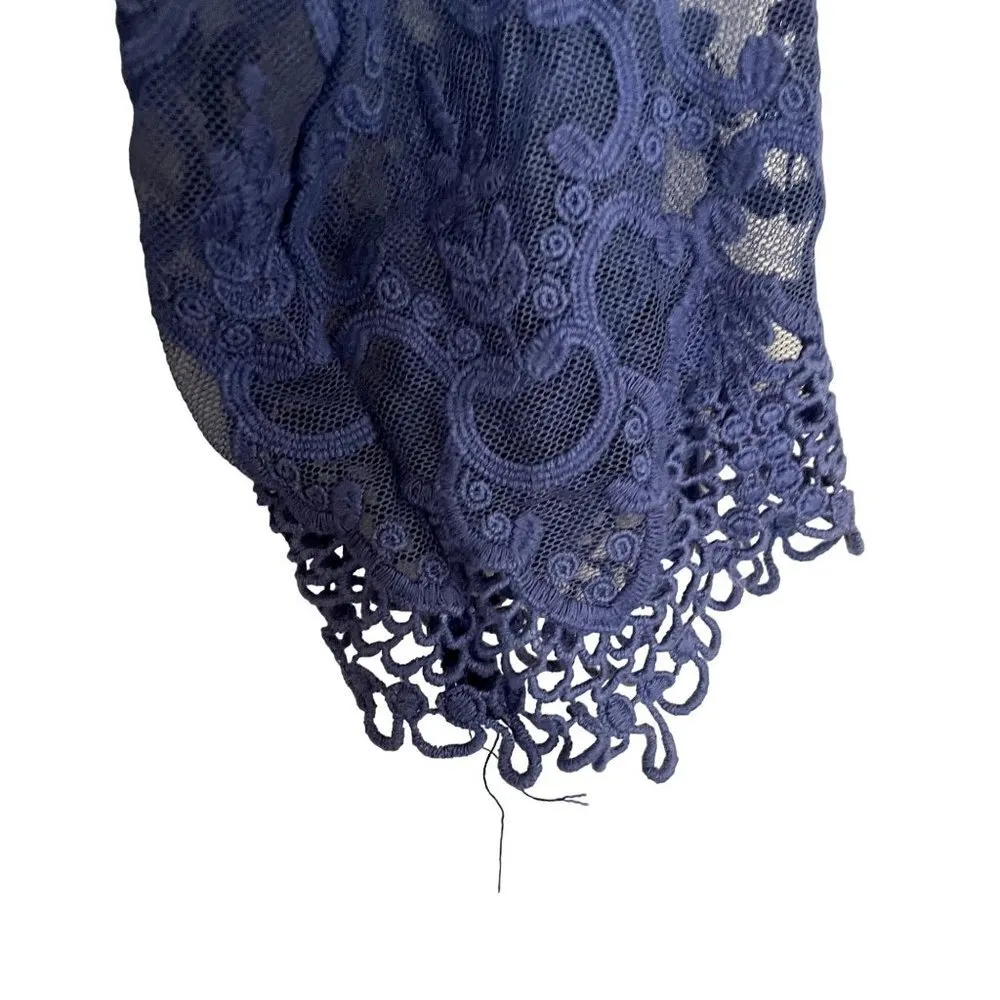 Mink Gal Lightweight blue cropped long sleeved lace off the shoulder bandeau top Size M - Image 3