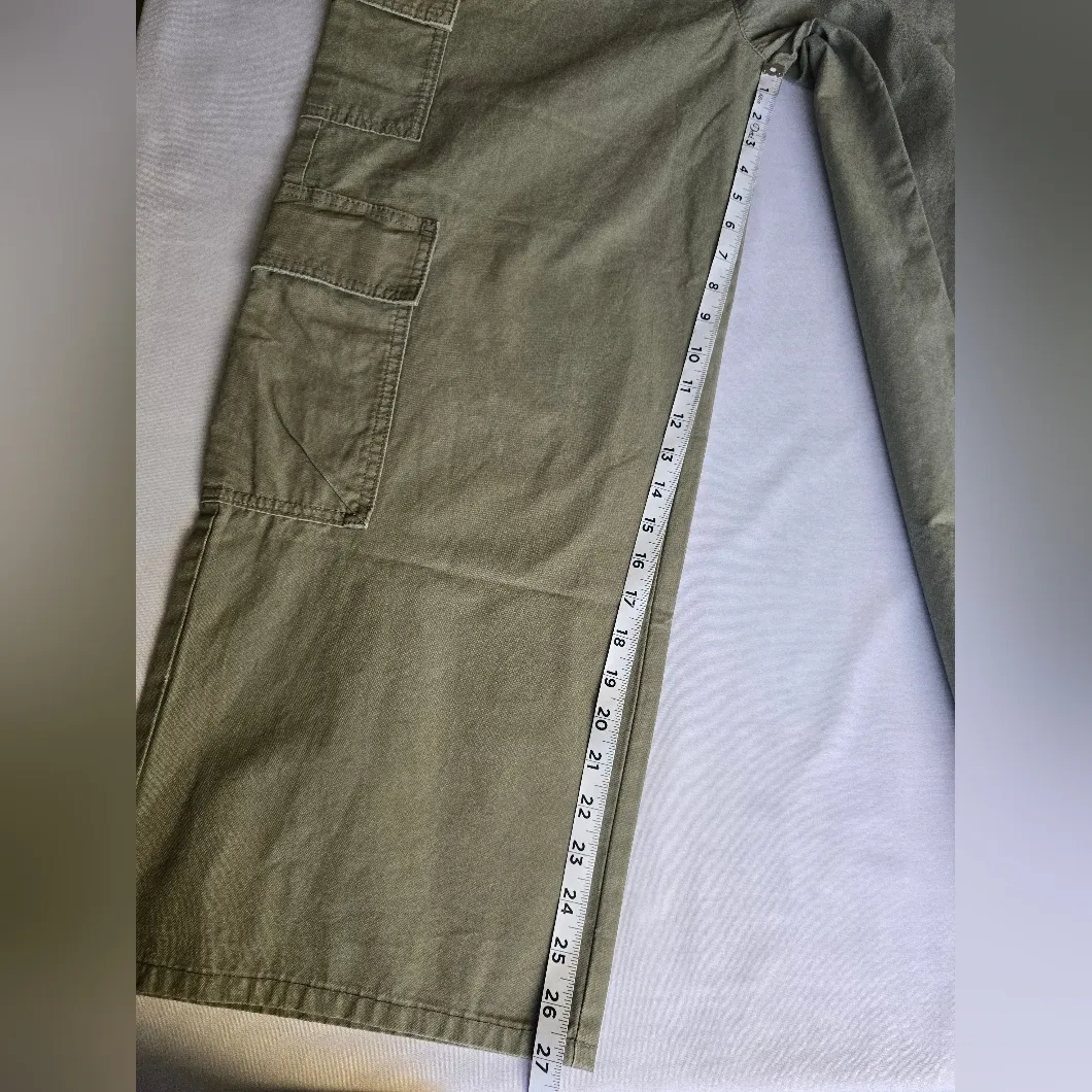 Asos Design Olive Green 100% Cotton Wide Leg Cargo Pants Size 10 Petite Nwot - Image 4