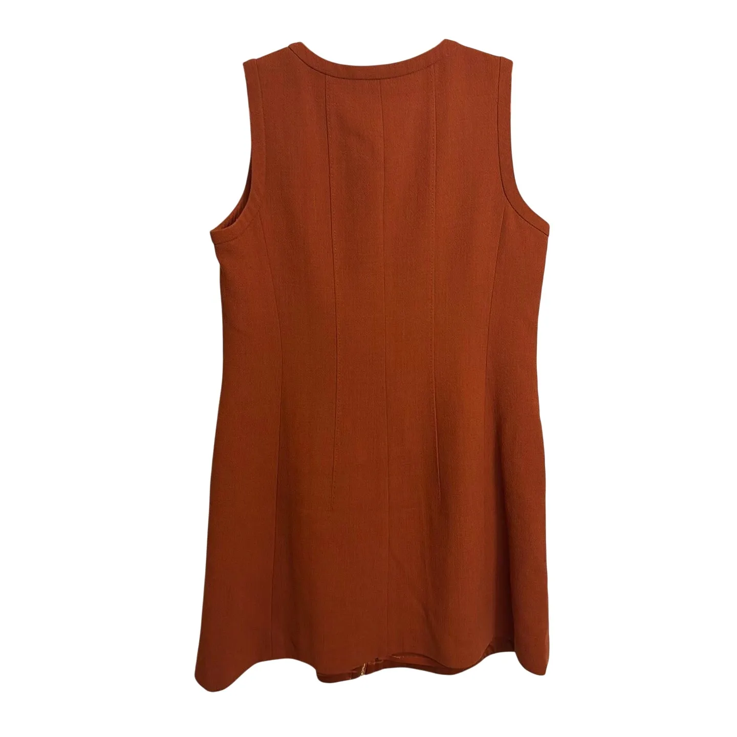 Lafayette 148 Dress Womens 16 Burnt Orange Wool Sleeveless Full Zip Knee Length - Image 2