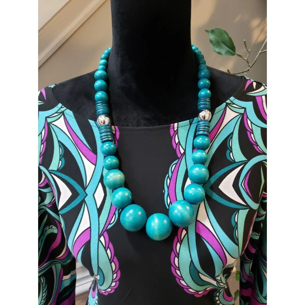 Forever Dress Women M Multicolor Abstract Print Stretch 3/4 Sleeve Pullover - Image 3