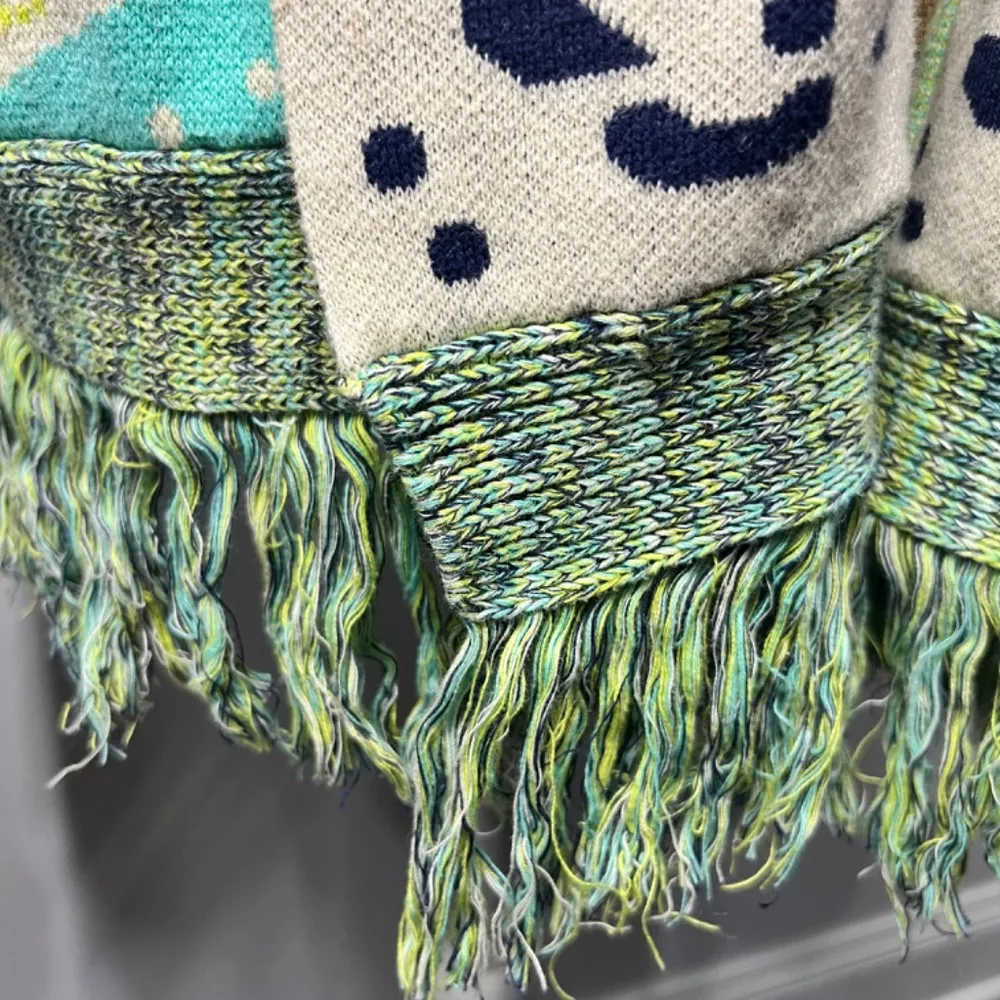 Anthropology Gypsy 05 Global Village Cardigan Fringe Sweater Size XS Blue - Image 2