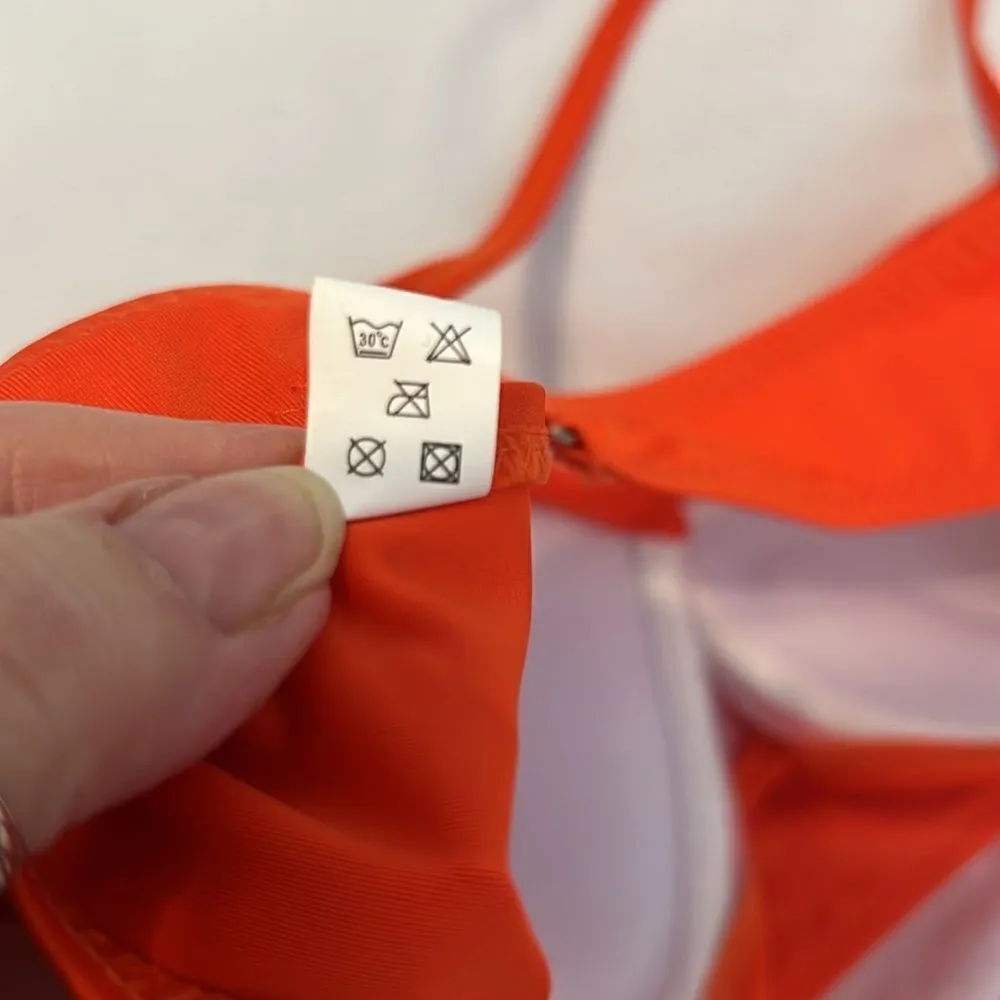 NWOT szL orange bikini structured cups removable halter straps bottom side rings Size L - Image 5