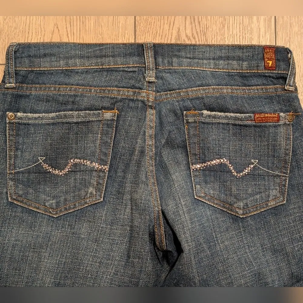 7 For All Mankind Crystal Jeans 26 Boot Cut Denim Pants Bling Vintage Y2K 2000s - Image 9