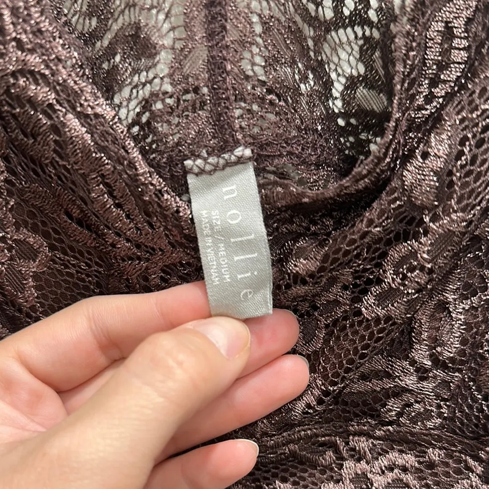 Nollie Chocolate Lace Crop Top Brown Size M - Image 2