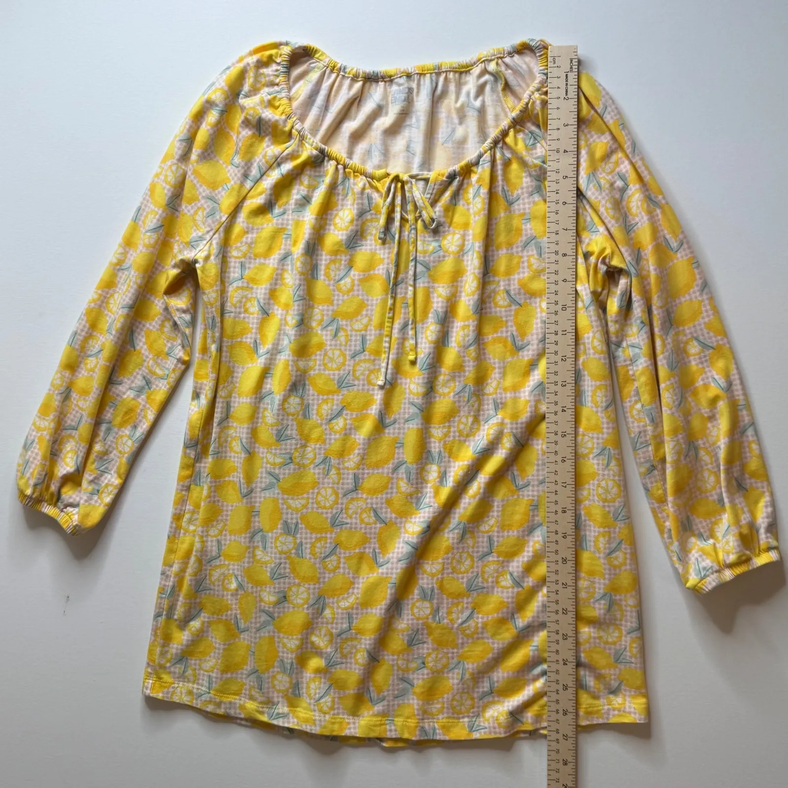 Lands End Womens Lemon Tunic Top Medium‎ Yellow Gingham Fruit Cottagecore Summer - Image 8