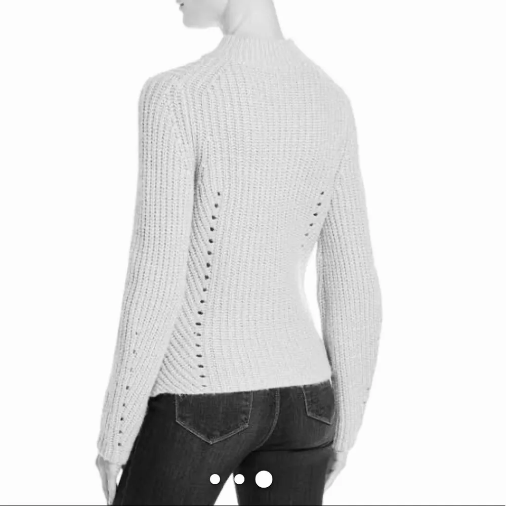 Rebecca Taylor Ribbed Navy Sweater Mock Neck Wool Blend Size L NWT $295 - Image 6