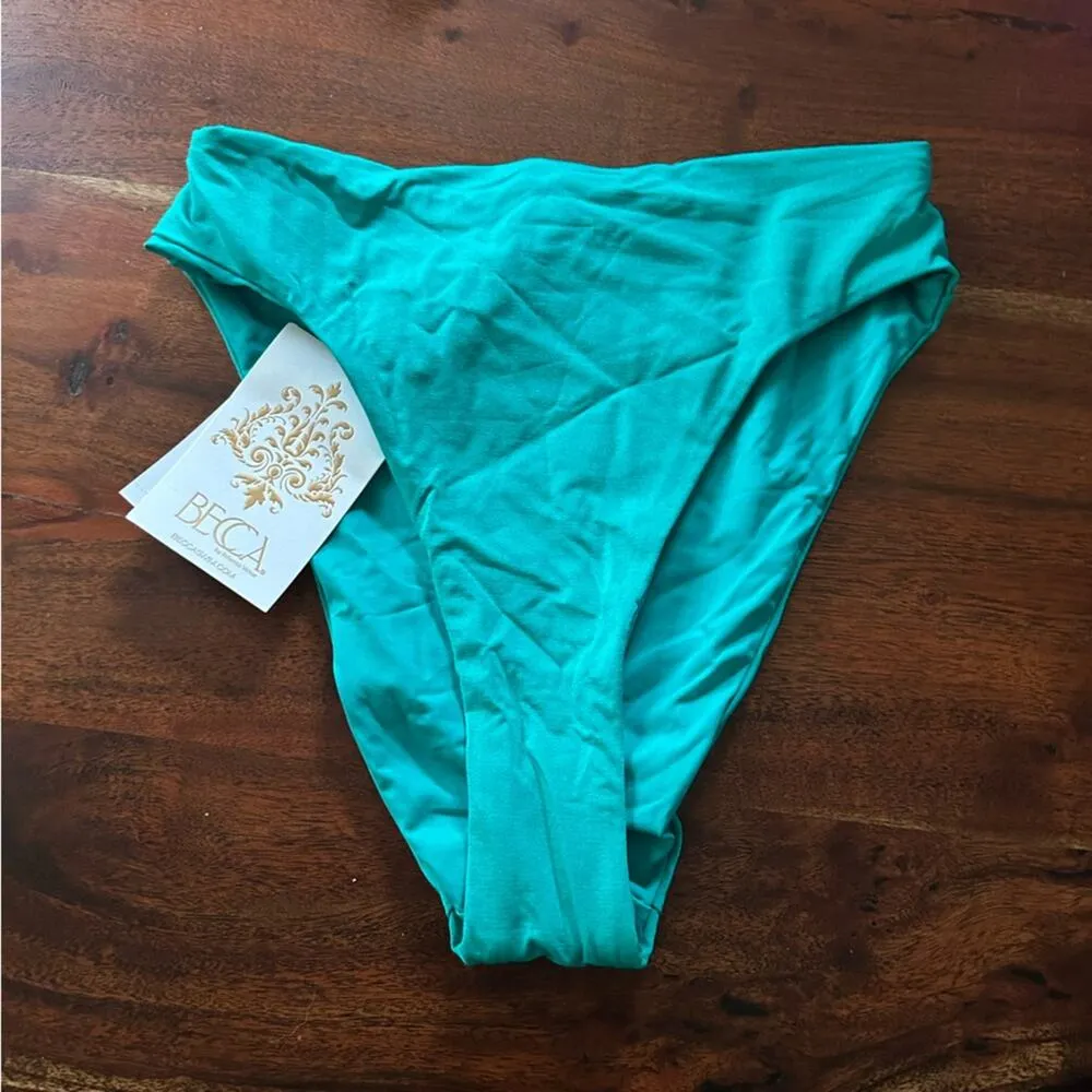 Becca Angela French Cut High Cut Bikini Bottom Swim Suit Teal Blue‎ NWT Size XS - Image 2