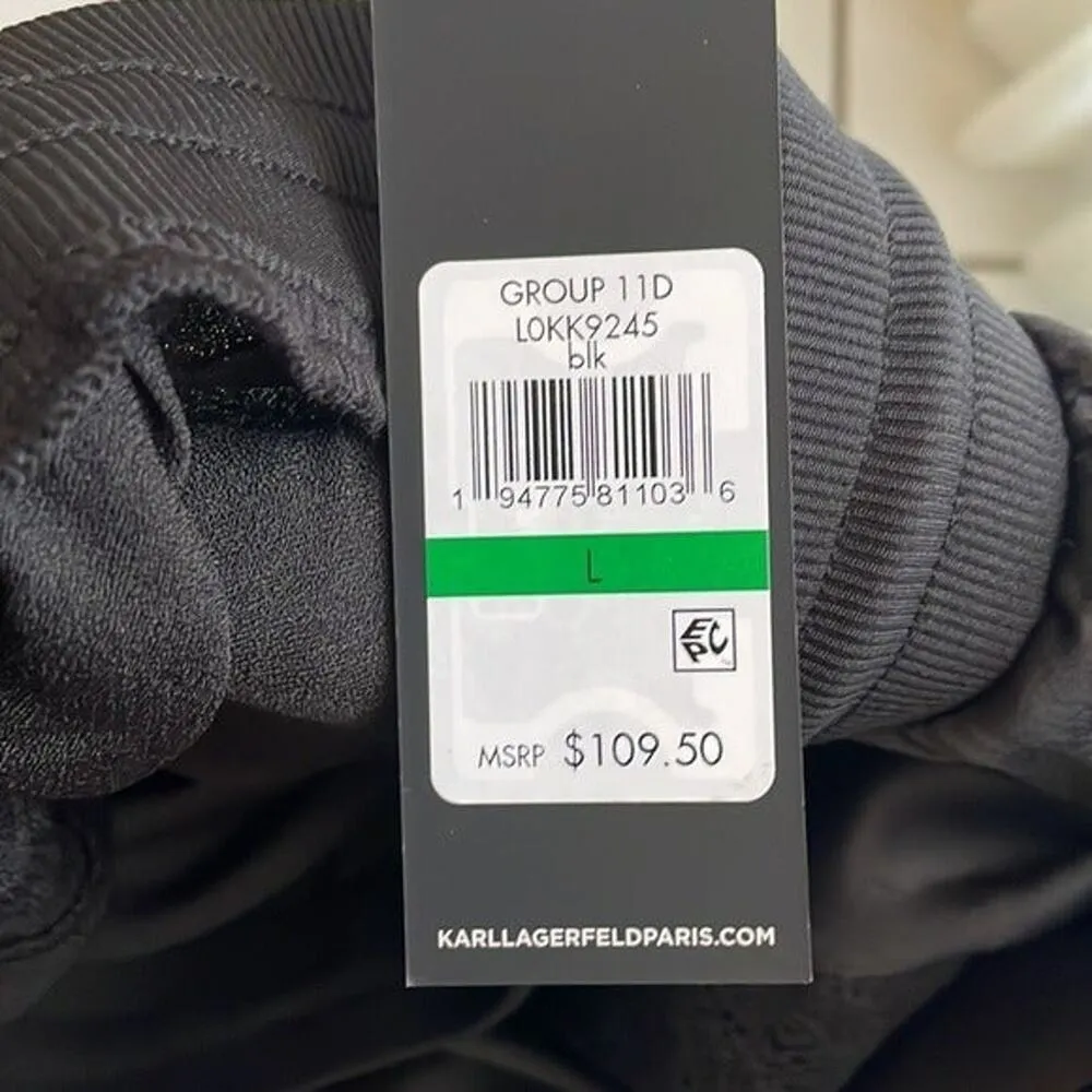 Karl Lagerfeld Satin Joggers Lace Trim Crepe Back Drawstring Waist Pants M - Image 4