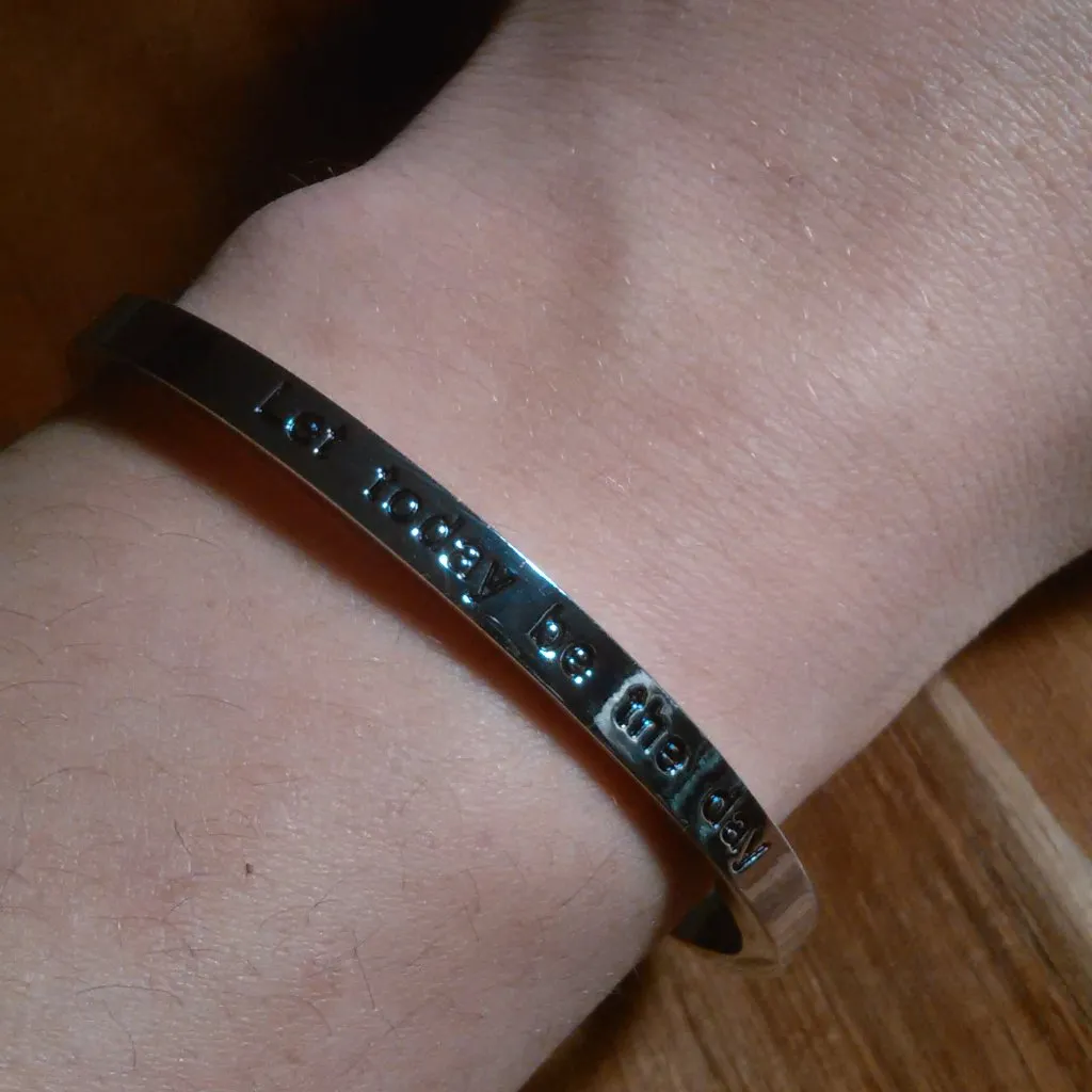 "Let Today be the Day" Inspirational Silvertone Bangle Bracelet - Image 6