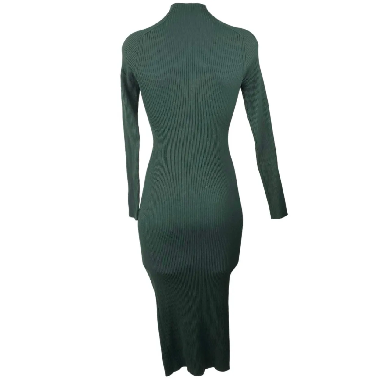 Aritzia Wilfred Green Ribbed Mock Neck Long Sleeve Midi Bodycon Sweater Dress S - Image 3