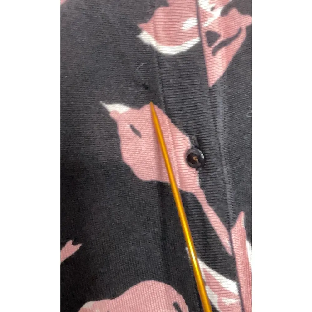 Escada Black Pink Floral Wool Silk Button Front Cardigan Size Medium - Image 4