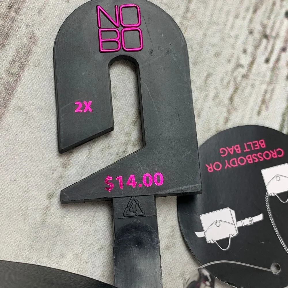 NOBO Black Leather‎ Belt Bag Convertible Crossbody Chain Strap Mini Purse 2X NWT - Image 4