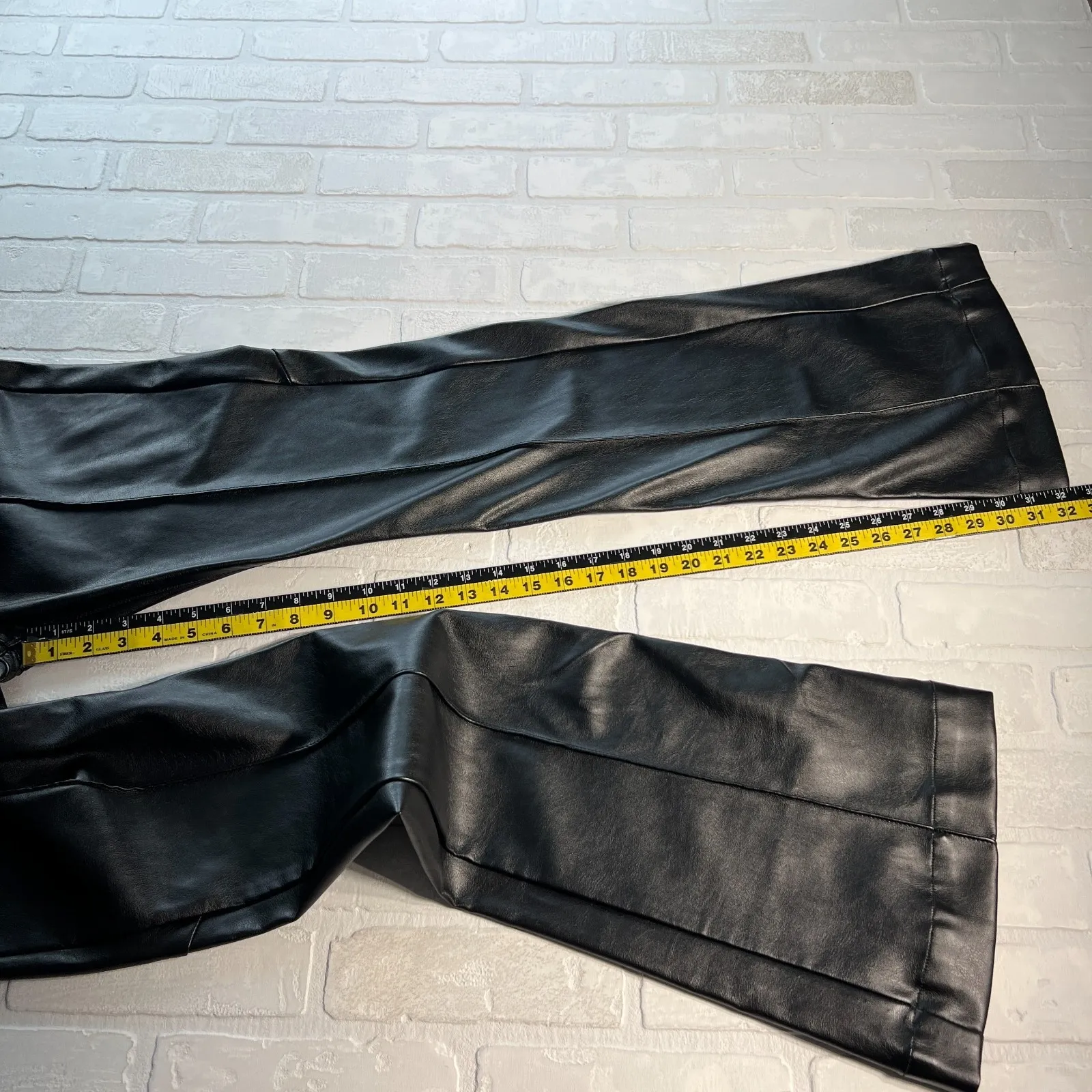 Revice Venus Flares Pants Womens 31 Black Faux Leather Supernova Star Butt Biker - Image 12