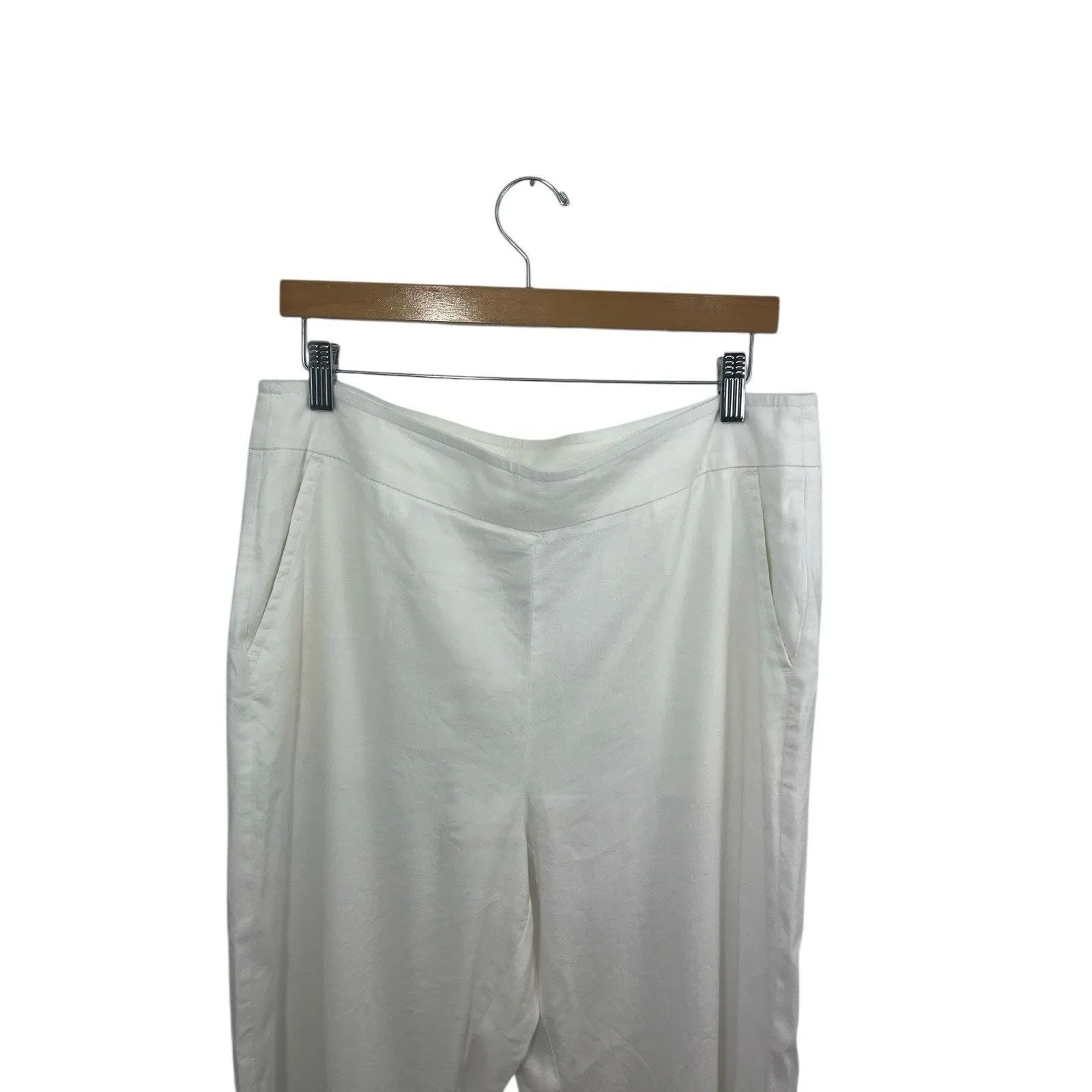 Chico’s Wide Leg Pants White Linen 2R 12  Career Quiet Luxury Bridal Office - Image 9