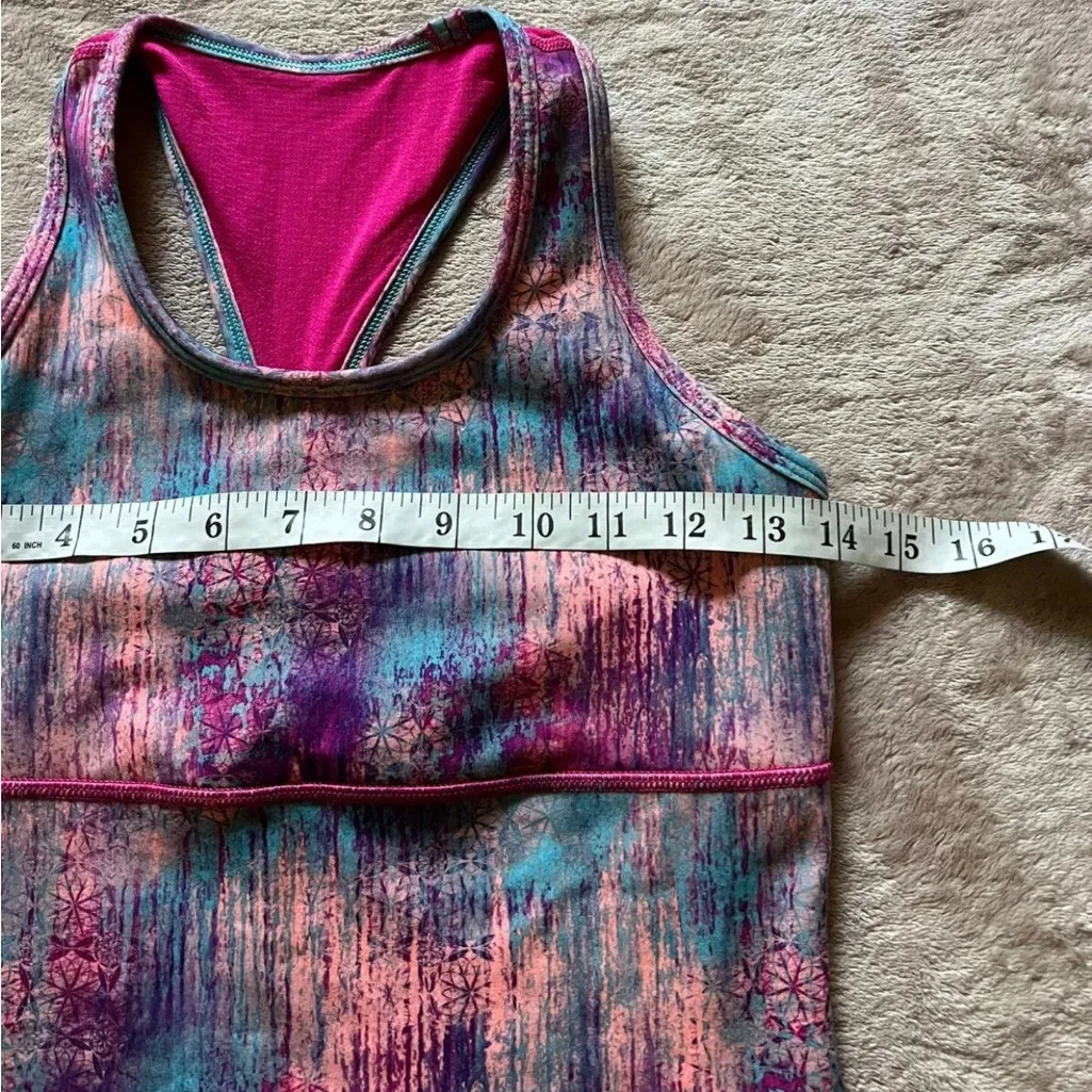 Ivivva Women’s Tank Top Open Back Blue/Pink Built‎ in Bra Size Xs - Image 6