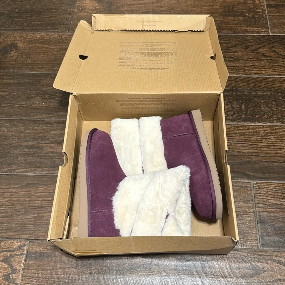 KOOLABURRA by UGG Women's Dezi Short Suede Boots Faux Fur Plum - Image 2