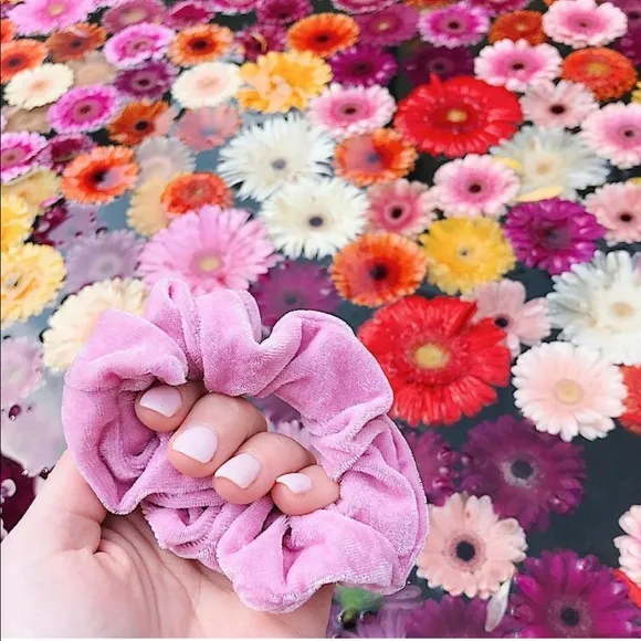 Pink Velvet Scrunchies - Image 2
