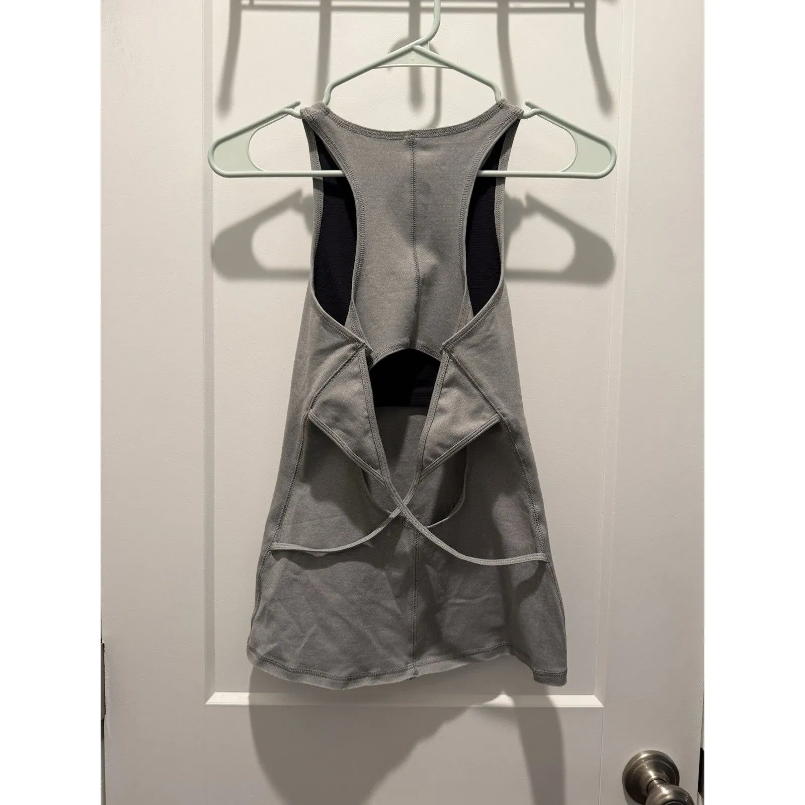 FP Movement Free People Racerback Criss-Cross Tank Top Grey Small S Cut Out Back - Image 3
