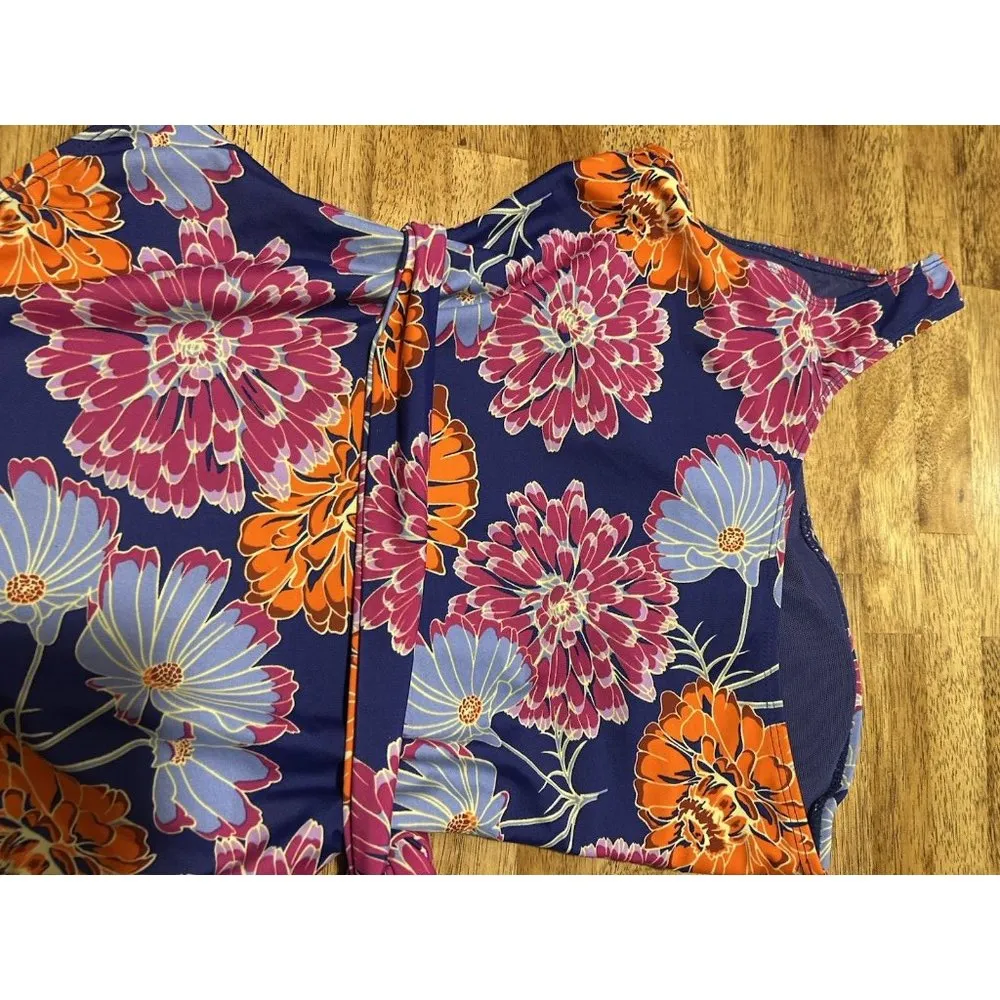 Jones New York One Piece Swimsuit Floral One Shoulder Tie Waist Medium Beach - Image 9