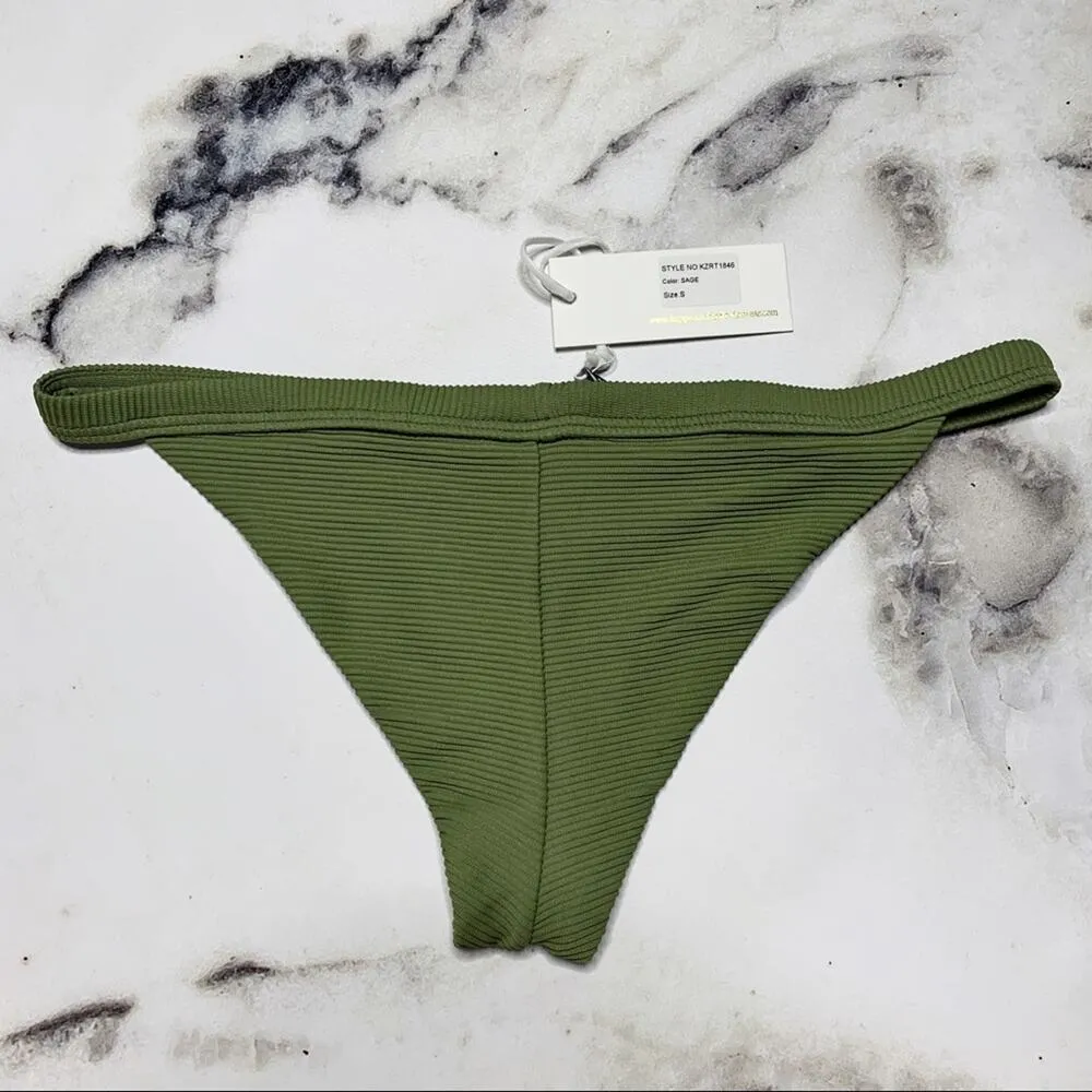 Kopper & Zink Revolve Olive Ribbed Bikini Bottom Green - Image 6
