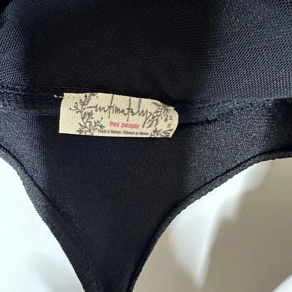NWOT Free People Intimately Night Owl Bodysuit Women's Thong Black Size M - Image 5