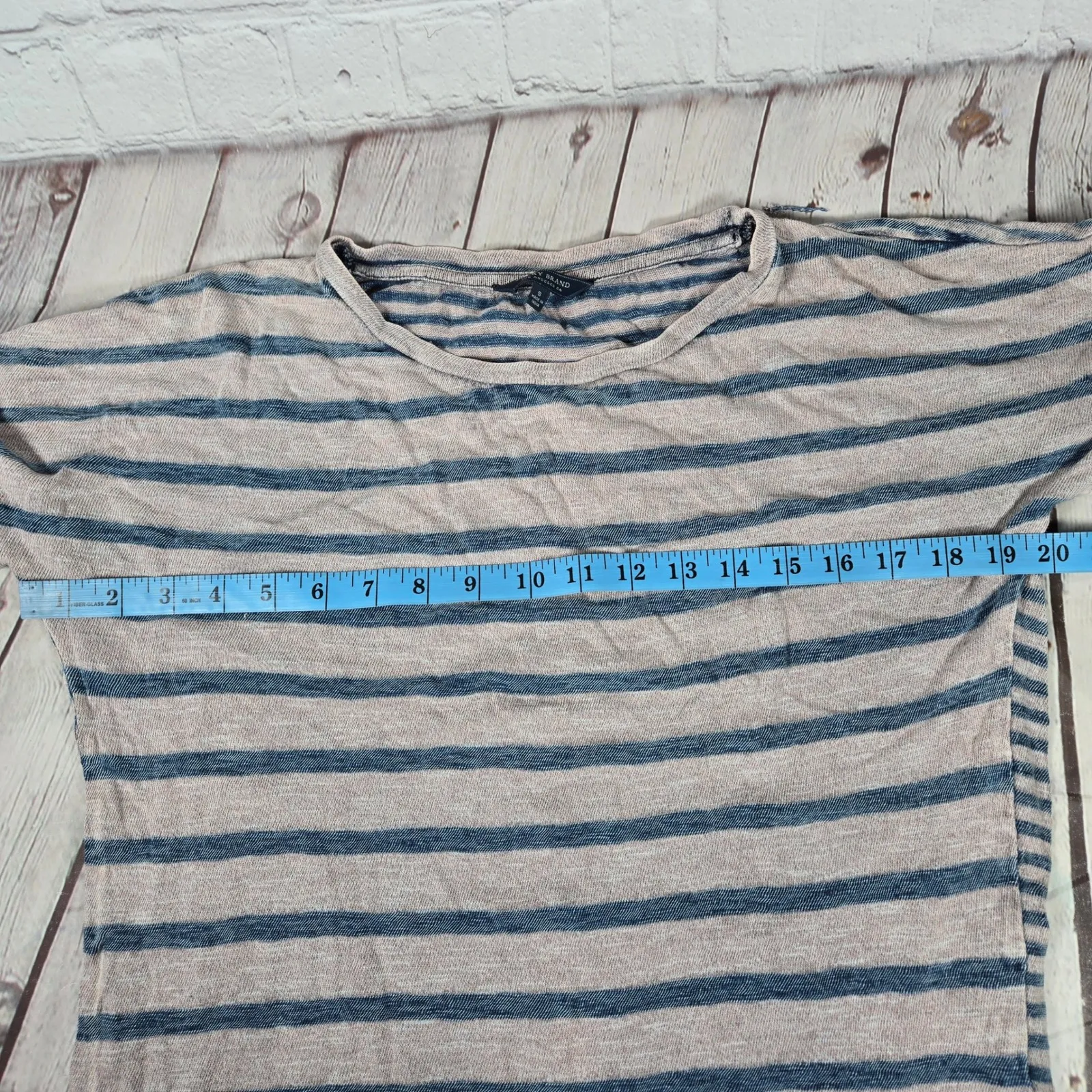 Lucky Brand Striped Ruffle Sleeve T Shirt Women's Size S Linen Blend Casual Top - Image 7