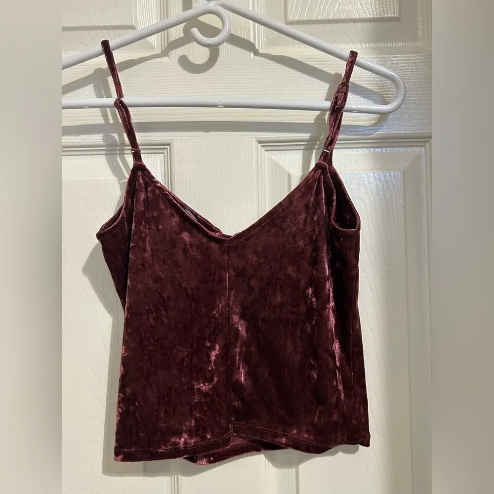 Forever 21 Crushed Velvet Lace-Up Plum Small Cami Top - Image 6