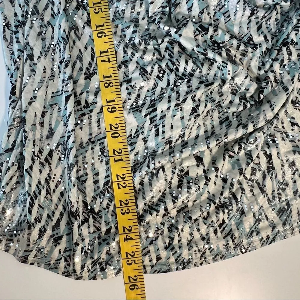 Vintage Y2K Fairy Sparkle Top Sz M Surplice Abstract Flowy Lightweight 90s Boho Green Size M - Image 6