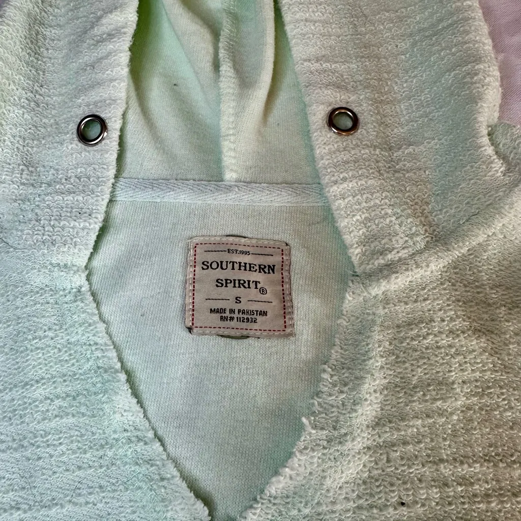 Southern Spirit Mint Green and White Ombré Women’s Beach Hoodie. - Image 3