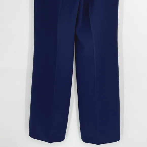 St. John Wide Leg Dress Pants Size 2 Navy‎ Blue Creased Front Classic Minimalist - Image 9