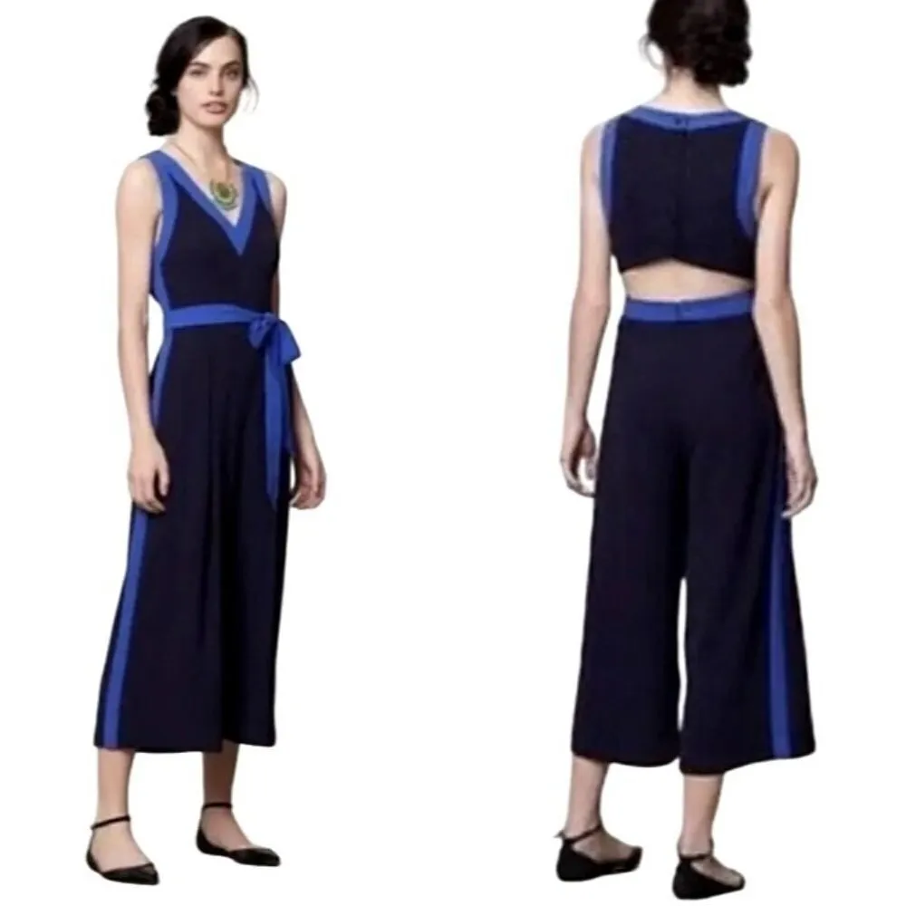 Elevenses Anthropologie Black And Blue‎ Sleeveless Cut Out Becca Jumpsuit Size 0 - Image 2