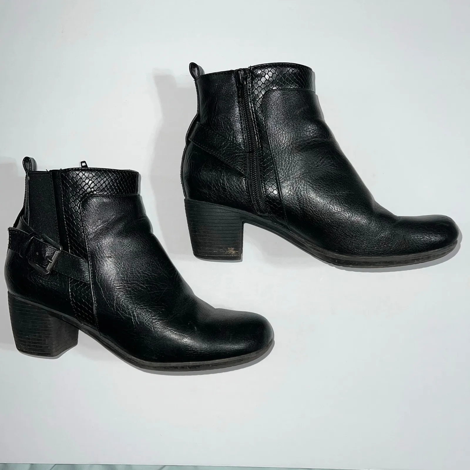 Croft and Barrow Womens Ankle Boots Faux Leather Black Block High Heel Size 8 - Image 6