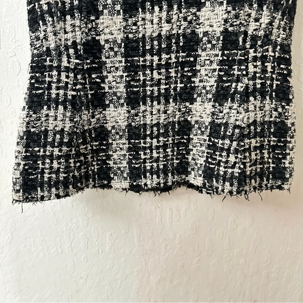 Theory Sculpted Tweed Black Cream White Sleeveless Lined Zip Closure Blouse S - Image 6