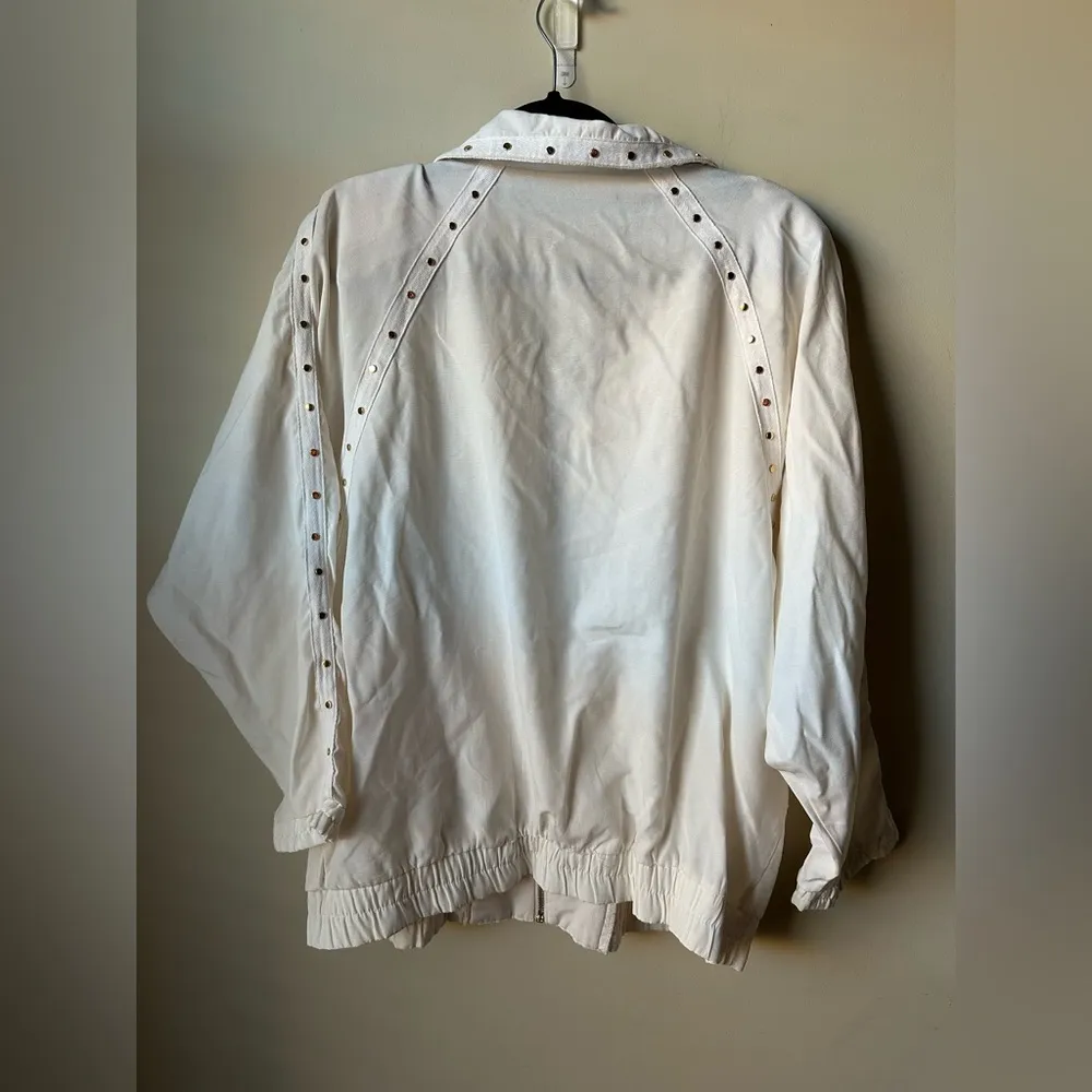 Vintage Rafael Women’s White Gold Studded Jacket Size Large - Image 3