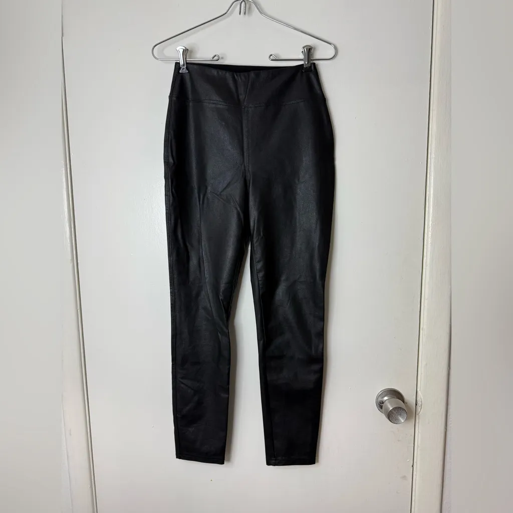 Tuckernuck black faux, leather high waisted wide waistband pants leggings. S - Image 5