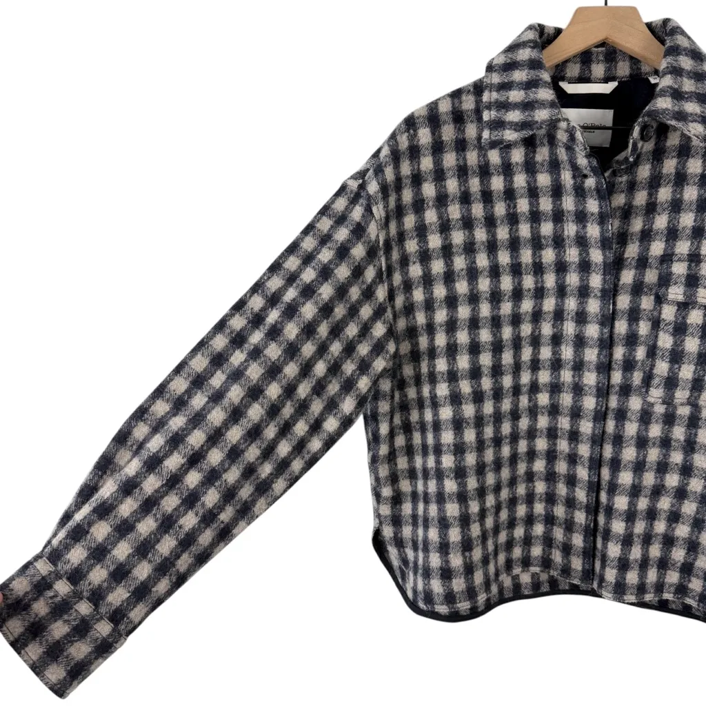 Marc O’Polo Wool Gingham Overshirt Navy Blue Cream Sz 38EU - Image 4