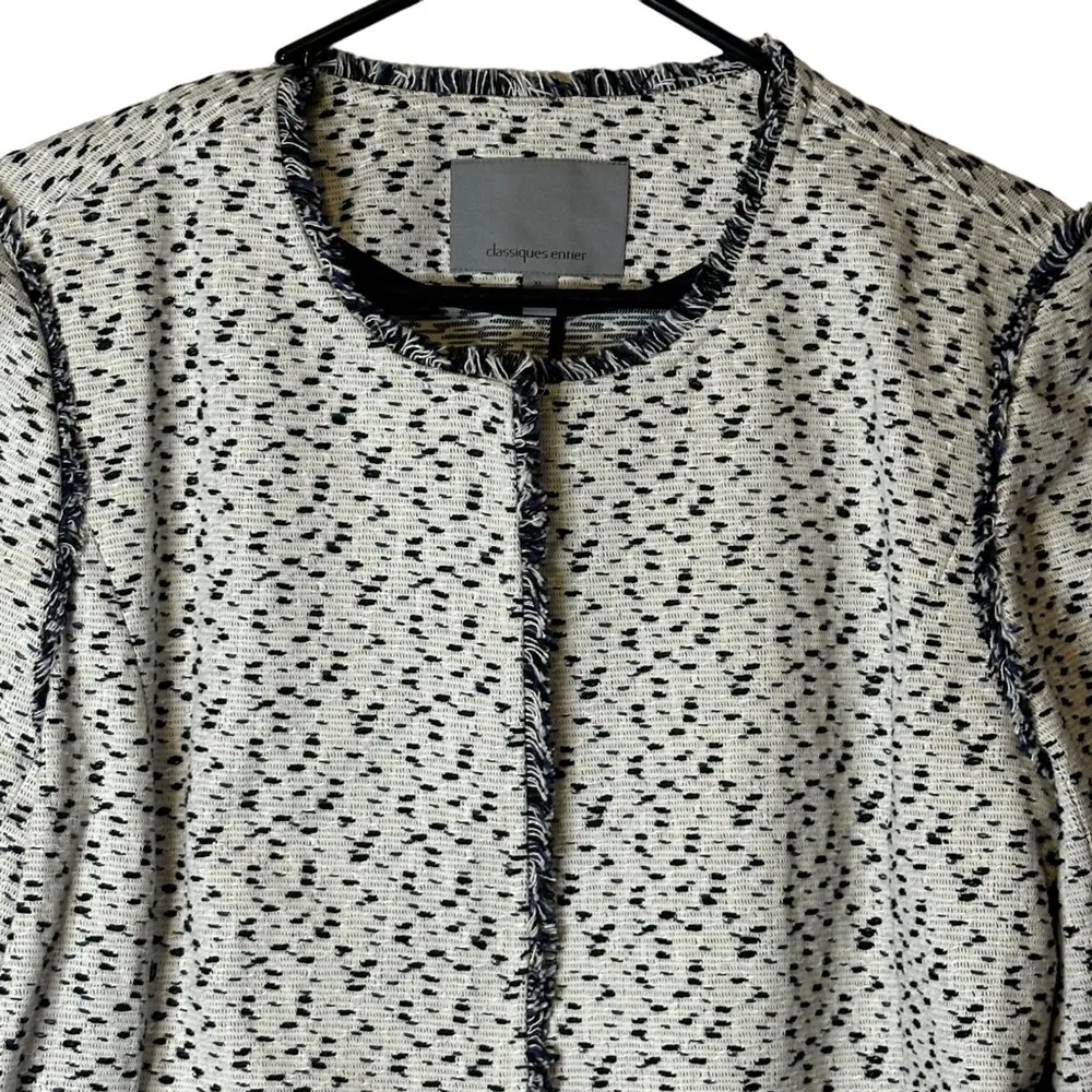 Classiques Entier Women's Navy Blue White Coat Jacket Blazer 3/4 Sleeve XL - Image 2