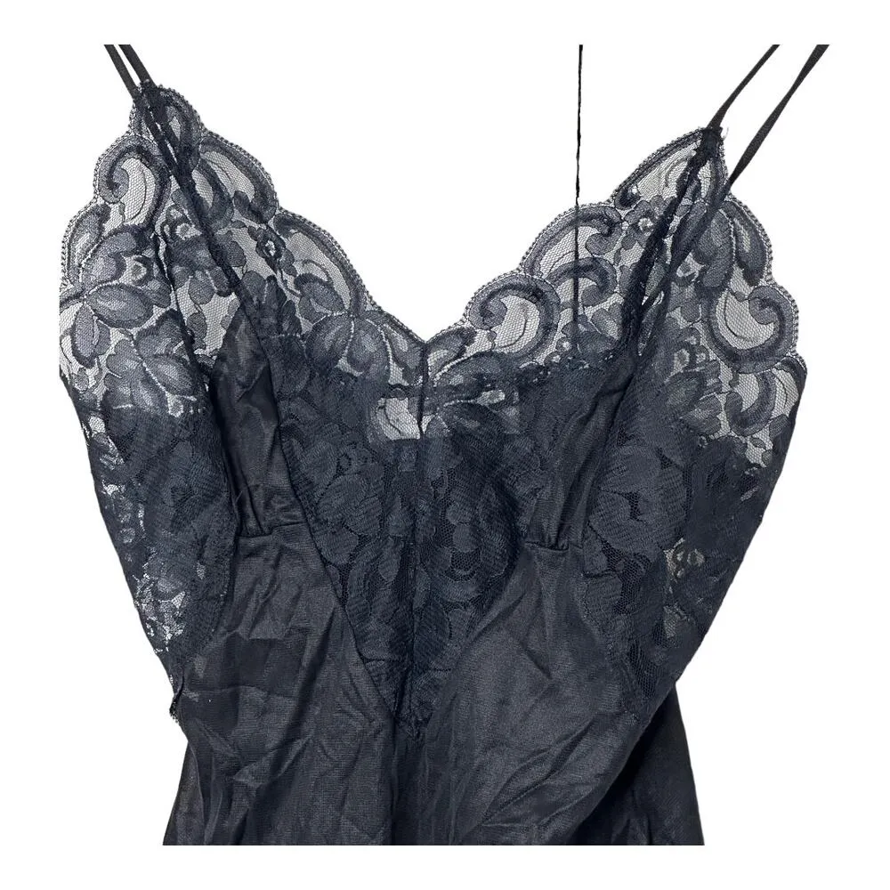 Vintage Interludes by Cira Black Lace Slip Women's Small Union Made in the USA - Image 7