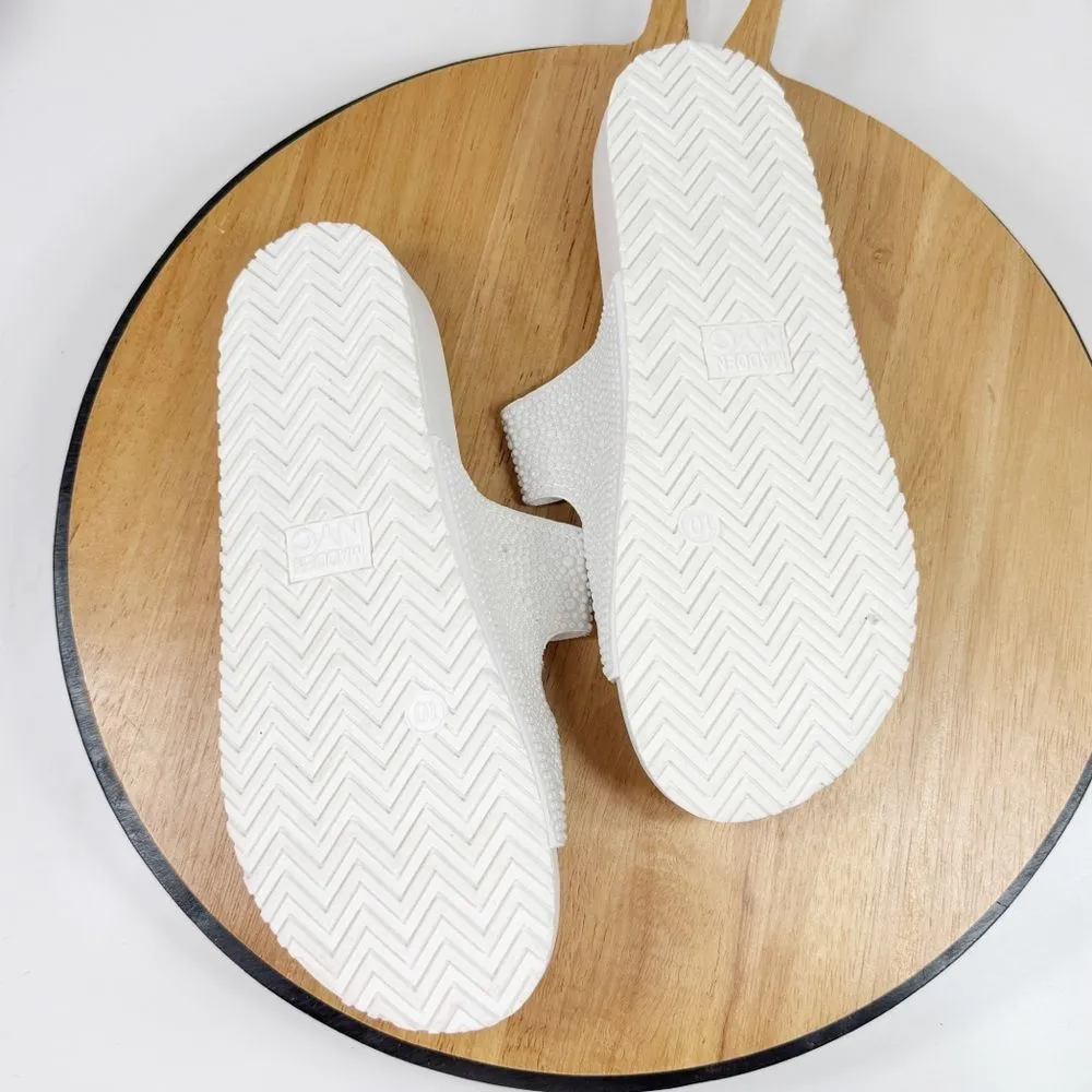 Madden NYC Pearl Covered Double Strap Slide Sandals White 10 - Image 8