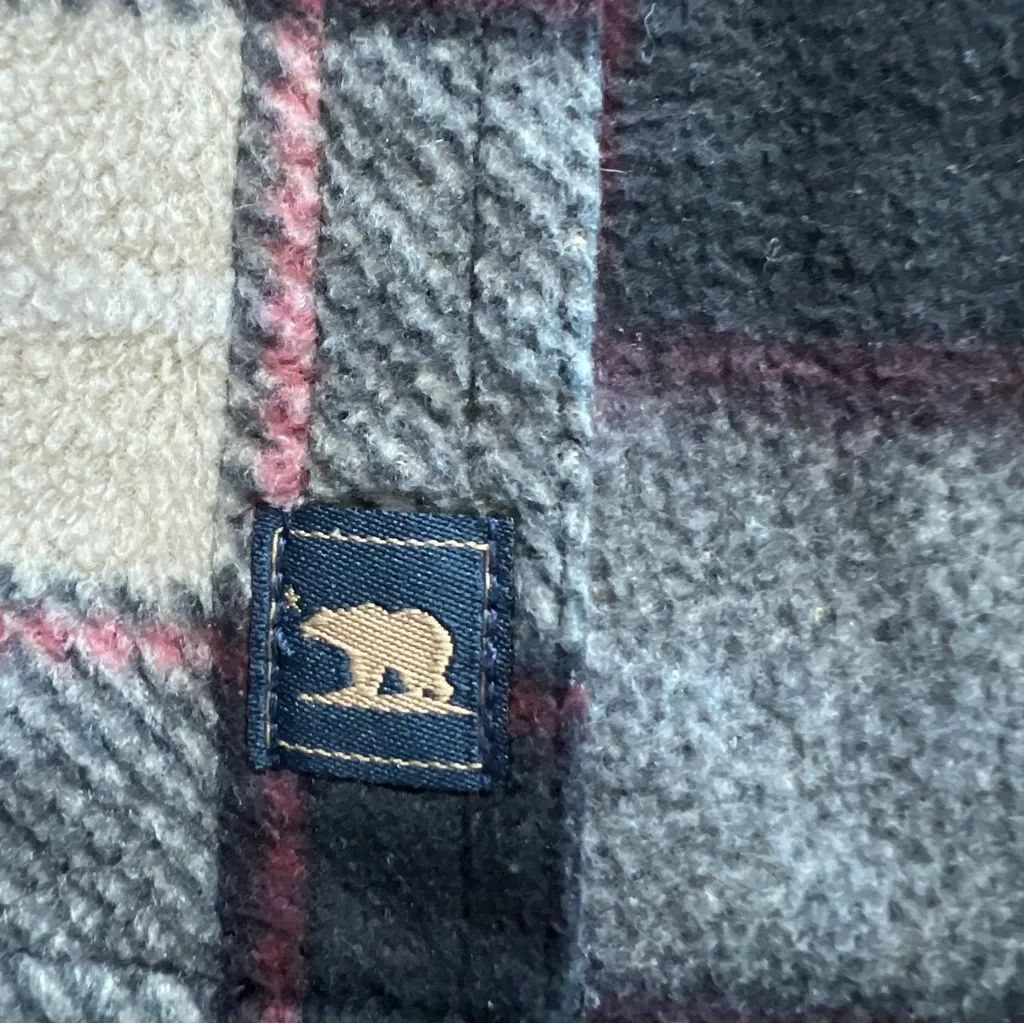 Freedom Foundry Plaid Fleece Button-Up Shirt Jacket Black Gray Beige M - Image 5