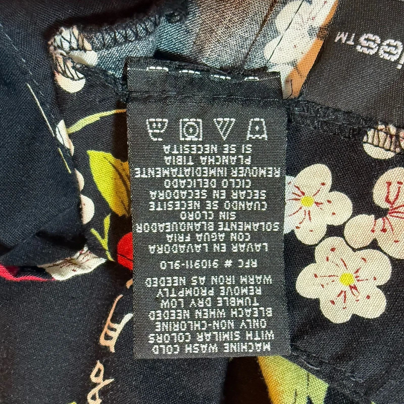 Vintage Y2K‎ 90s Asian Floral Dress XL Black Cherry Blossom Grunge Fairycore - Image 11